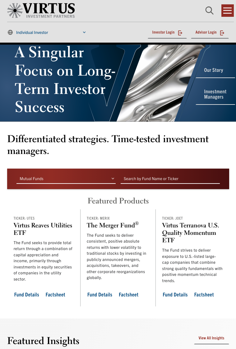 Virtus site on a mobile device